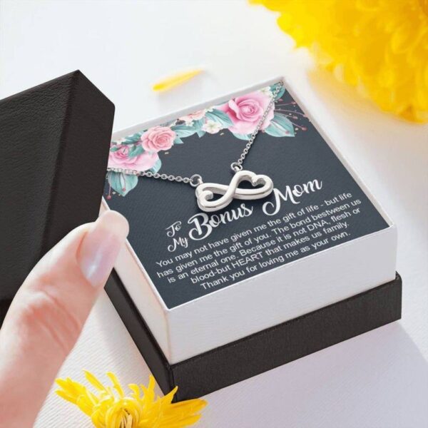 Bonus Mom Mother's Day Gift, Bonus Mom Infinity Hearts NecklaceAdoptive Mom Gift, Step Mother Necklace Gift for Mom