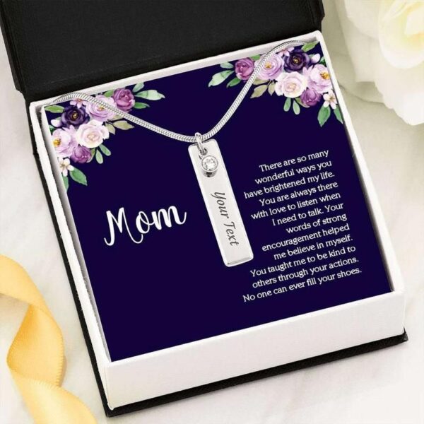 Birthstone Necklace with Child's Name, Gift For Mom, Jewelry For Mom, Vertical Bar Birthstone Necklace
