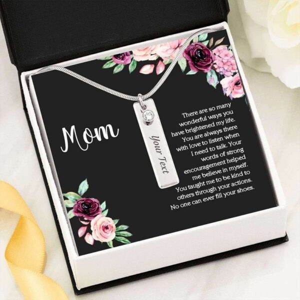 Birthstone Necklace With Name, Vertical Bar Birthstone Necklace Birthstone Necklace with Child's Name, Jewelry For Mom