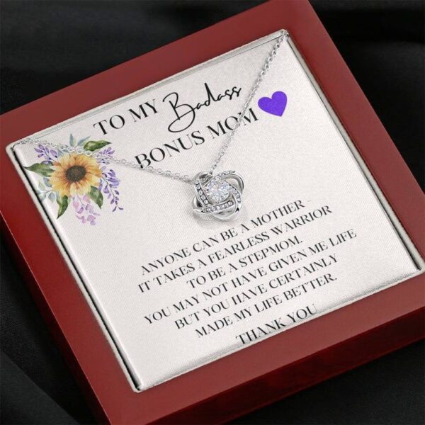 Bonus Mom Gift Love Knot Necklace  Mother's Day Gift for Step Mom, Stepmother Necklace Second Mom, Foster Mom Gift, Birthday Stepmom