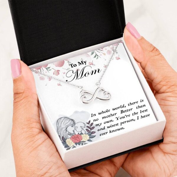 Family  Gift For Mom Loving Message Silver Necklace You're The Best And Wisest Mom