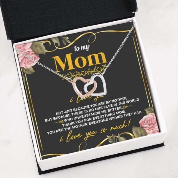 Family Interlocking Hearts Necklace Gift For Mom Thank You Everything Mom