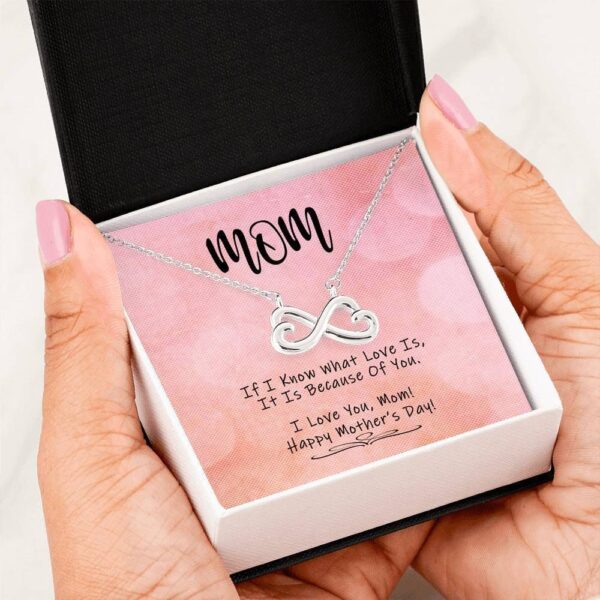 Family Mother's Day Gift For Mom Silver Infinity Heart Necklace I Love You