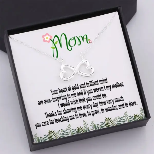 Family Gift For Mom Thankful Loving Message Infinity Heart Necklace