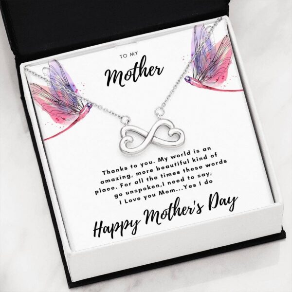 Family Happy Mother's Day I Need To Say I Love You Mom Infinity Heart Necklace Gift For Mom