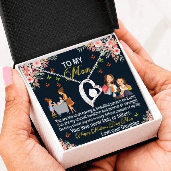 Family Happy Mother's Day Your Love Never Fails Heart Necklace
