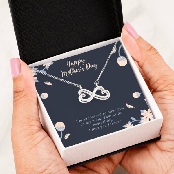Family Mother's Day Gift For Mom I Love You Forever Silver Infinity Heart Necklace