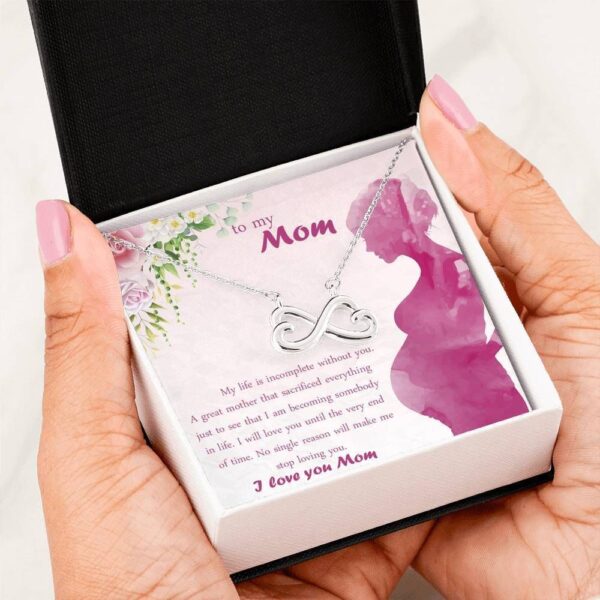 Family I Love You Mom Infinity Heart Necklace For Mom