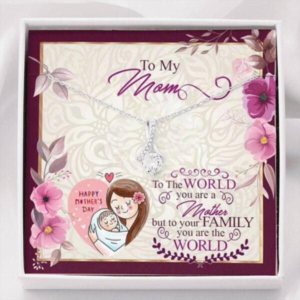 Family Alluring Beauty Necklace You Are The World Gift For Mom