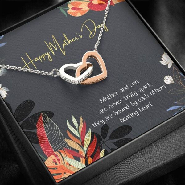 Family Happy Mother's Day Mother And Son Are Bound By Each Others' Beating Heart Interlocking Hearts Necklace