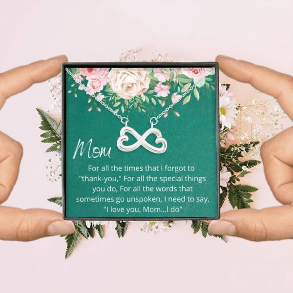Family Birthday Gift For Mom I Love You Silver Infinity Necklace