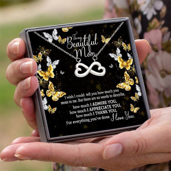 Family To My Beautiful Mom Infinity Heart Necklace