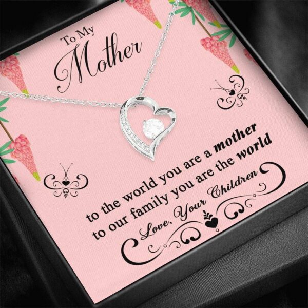 Family Silver Forever Love Necklace Gift For Mom You Are The World
