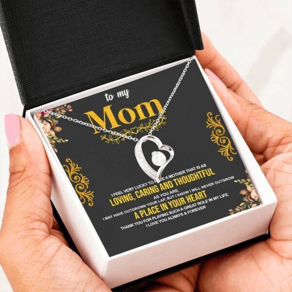 Family  Present For Mom Love Live Laugh Together Silver Heart Necklace