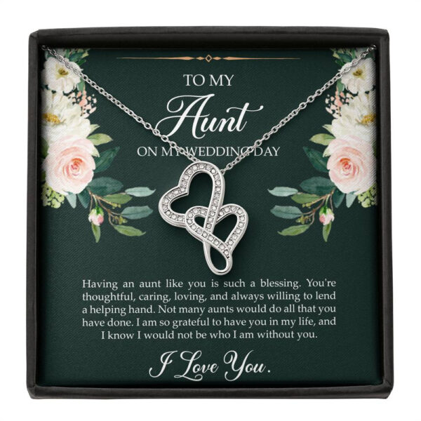 Aunt of the Bride Gifts, I Am So Grateful To Have You, Double Heart Necklace For Women, Wedding Day Thank You Ideas From Bride
