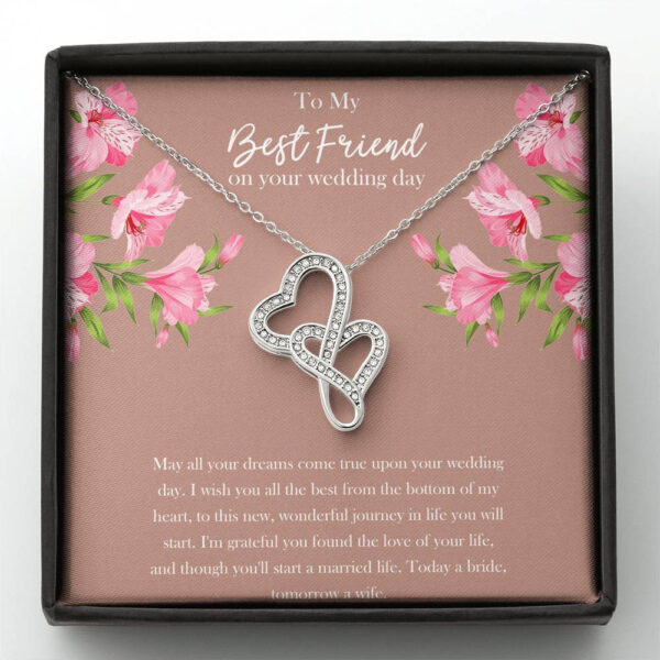 Bride Gifts, May All Your Dreams Come True, Double Heart Necklace For Women, Wedding Day Thank You Ideas From Best Friend