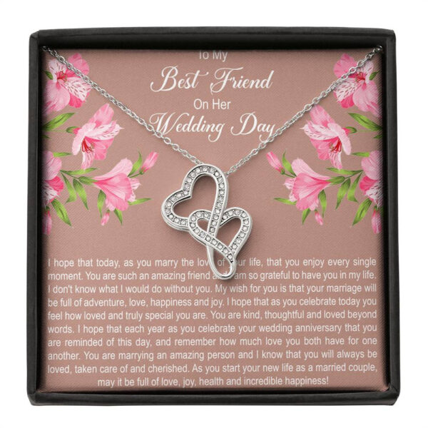 Bride Gifts, I Hope You Enjoy Every Single Moment, Double Heart Necklace For Women, Wedding Day Thank You Ideas From Best Friend