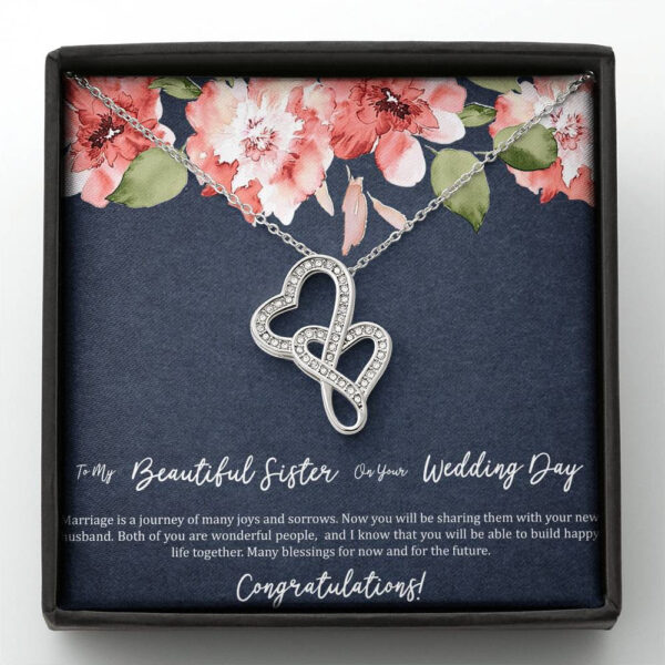 Bride Gifts, Marriage Is A Journey, Double Heart Necklace For Women, Wedding Day Thank You Ideas From Sister
