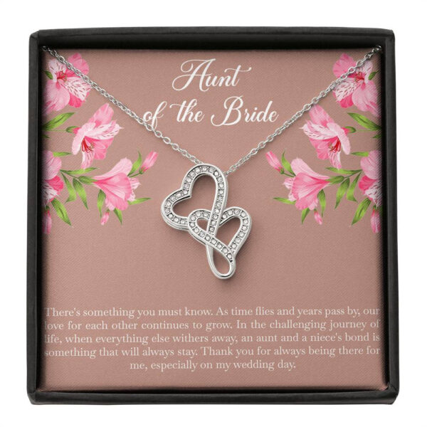 Aunt of the Bride Gifts, Our Love For Each Other Grows, Double Heart Necklace For Women, Wedding Day Thank You Ideas From Bride