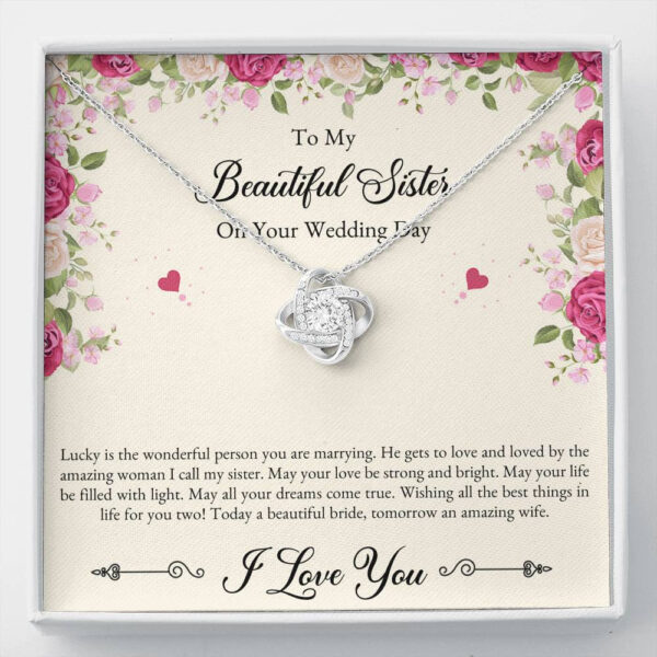 Bride Gifts, I Love You, Love Knot Necklace For Women, Wedding Day Thank You Ideas From Sister