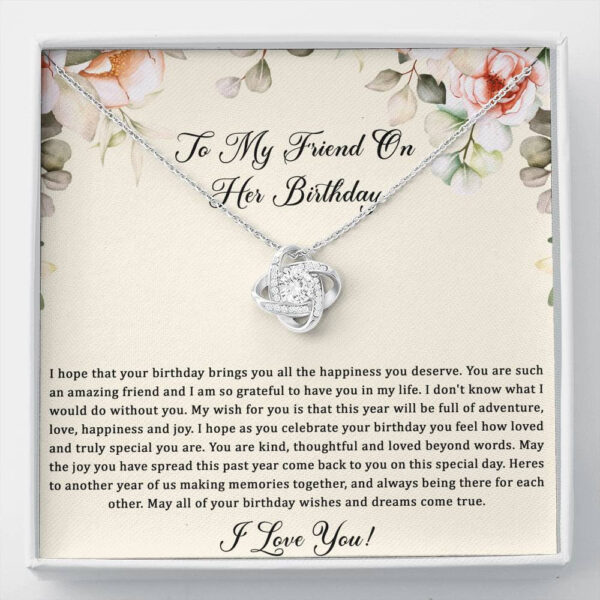 Birthday Gifts For Women, May Your Wishes Come True, Love Knot Necklace, Happy Birthday Message Card Jewelry For Friend